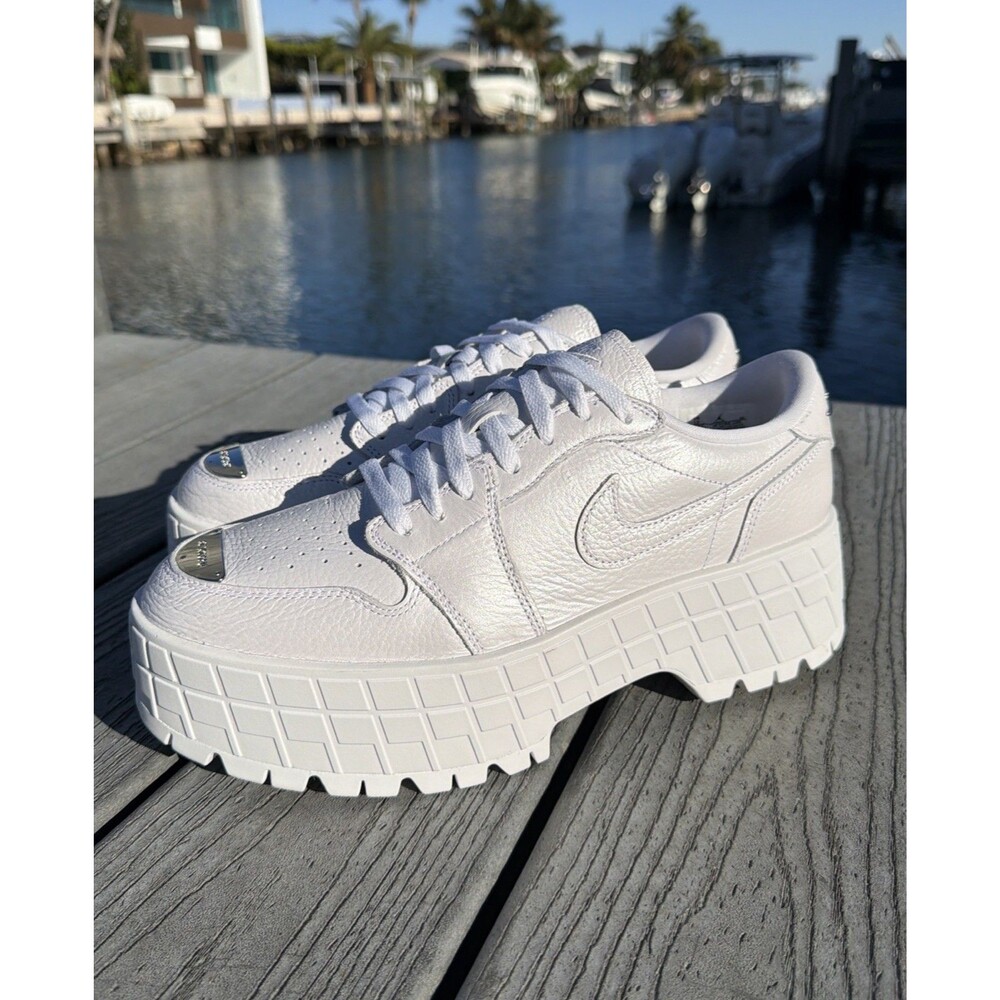 Nike Air Jordan 1 Brooklyn Low "Boots" White-Silver Womens Sz 12 [HF3184-100]